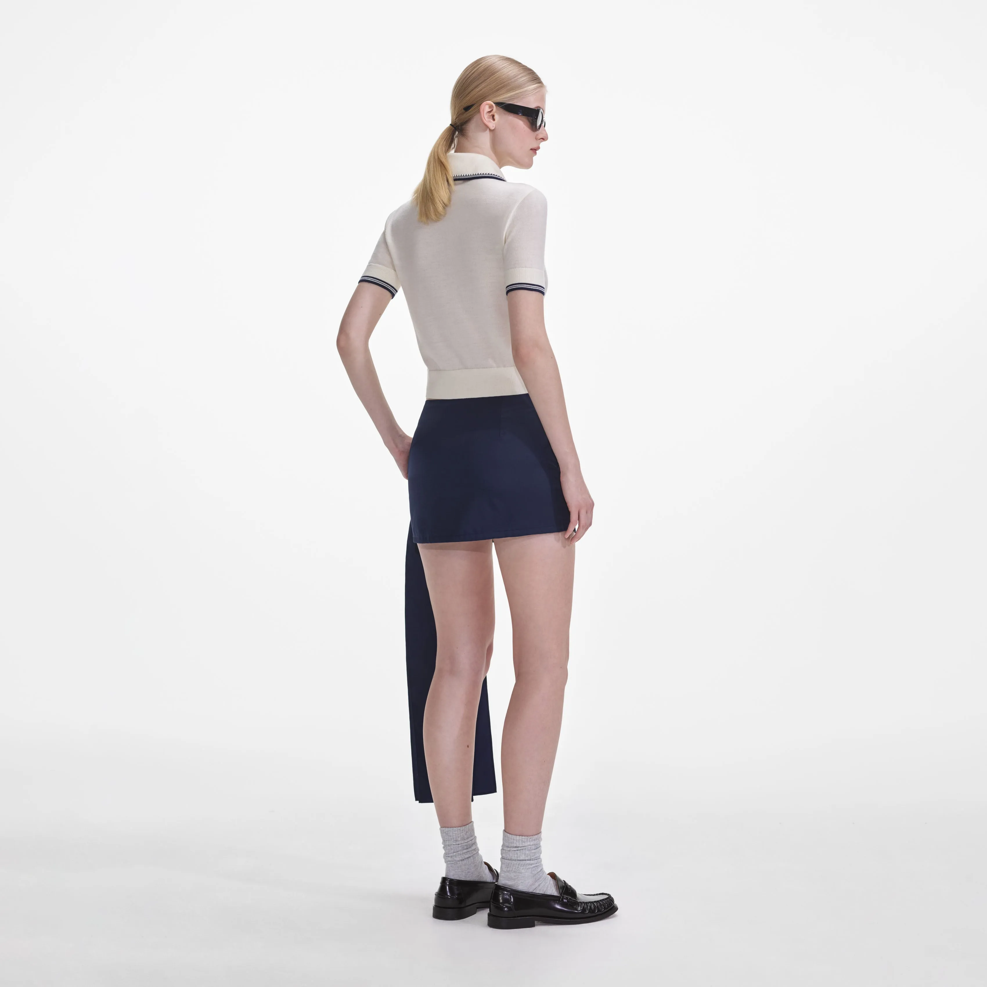 Navy Nylon Mini Skirt