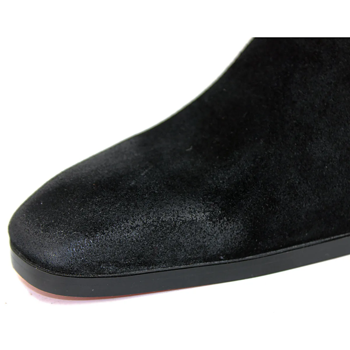 OSSTONE Suede High Heel Chelsea Boots For Men JY002-BLACKSUEDE