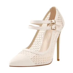 Pointed Toe Thin Heels Mesh Pumps Shoes