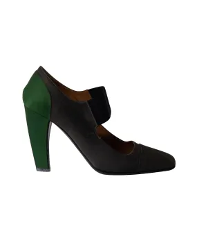 Prada Scholar Pumps in Dark Grey Satin