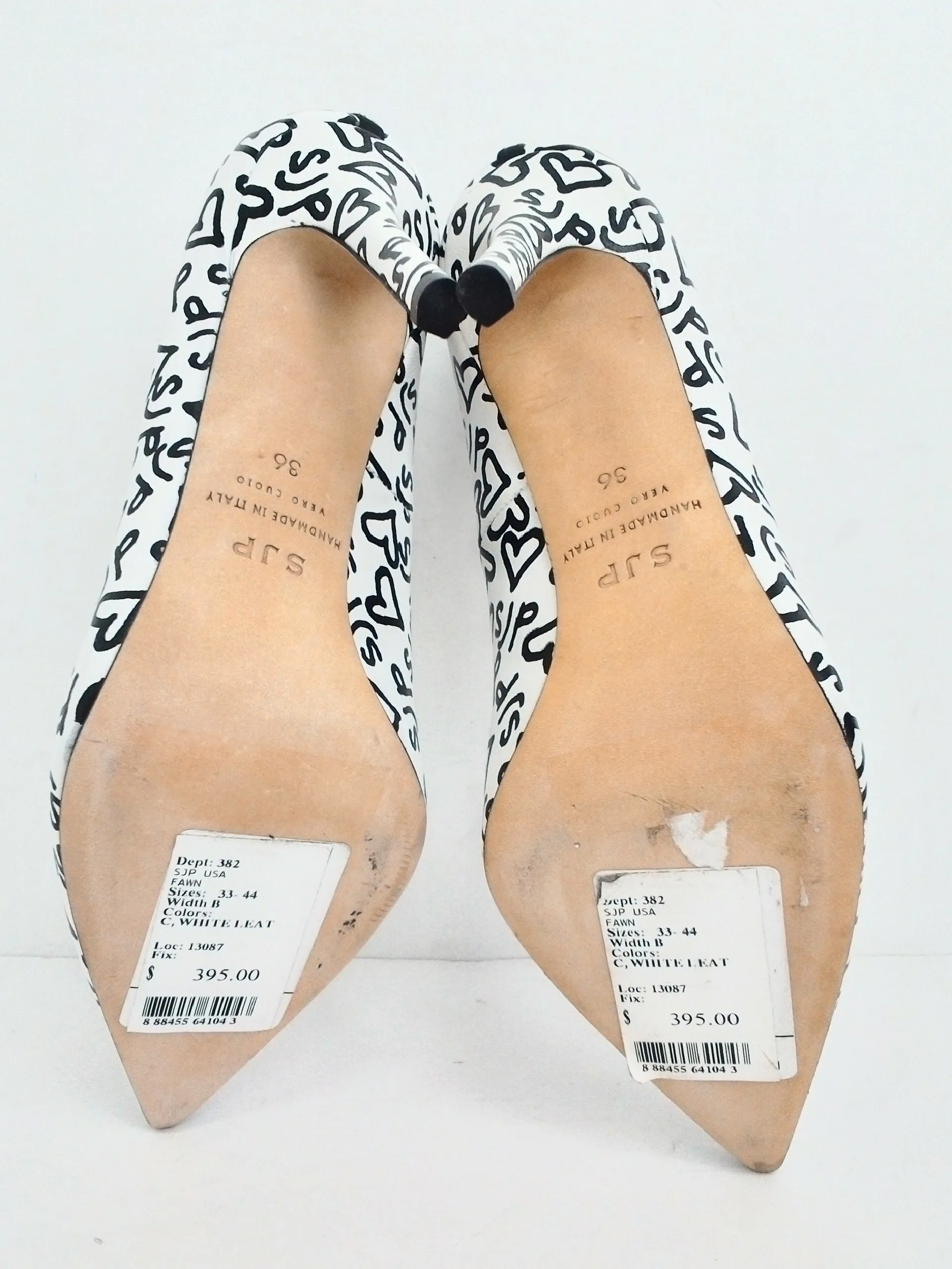 Sarah Jessica Parker SJP Women's Pumps White/Black Leather Size 36