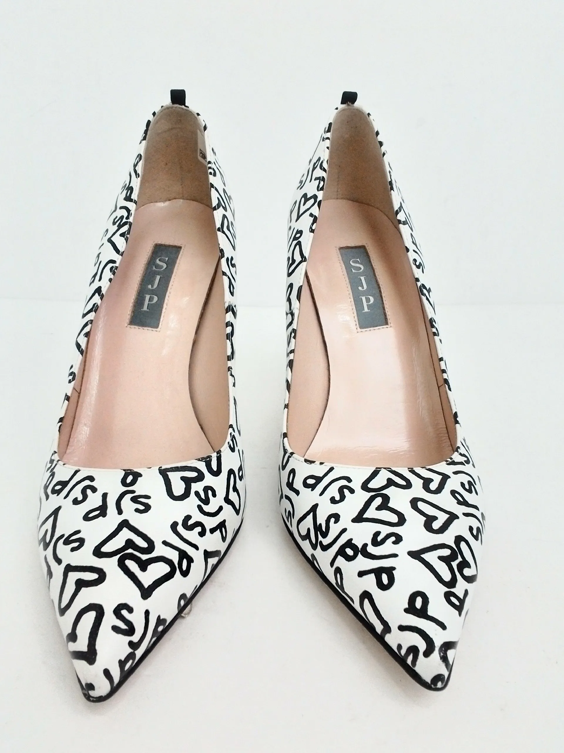 Sarah Jessica Parker SJP Women's Pumps White/Black Leather Size 36