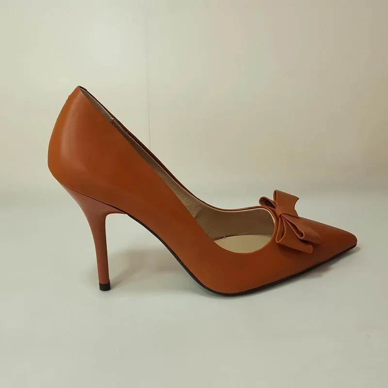 Sexy Handmade cowhide Caramel color Elegant style office shoes women