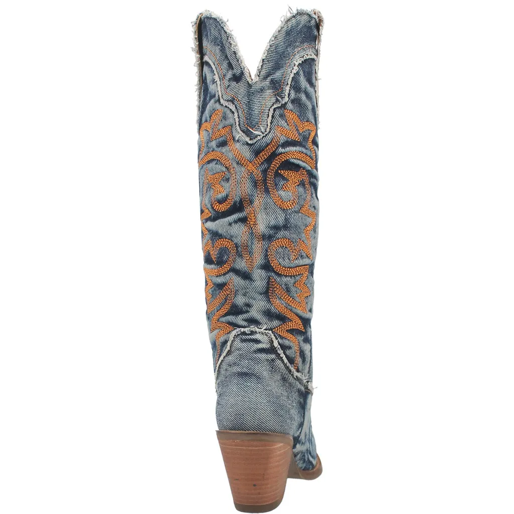 Texas Tornado Blue Denim Boots by Dingo