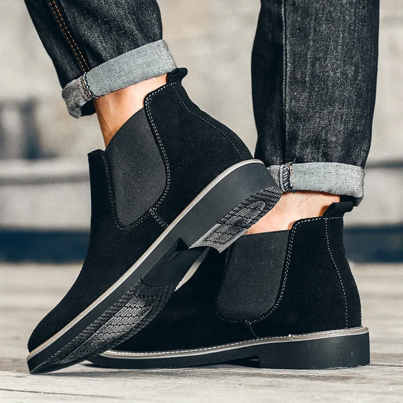 West Louis™ Designer Pointed Toe Suede Chelsea Boots