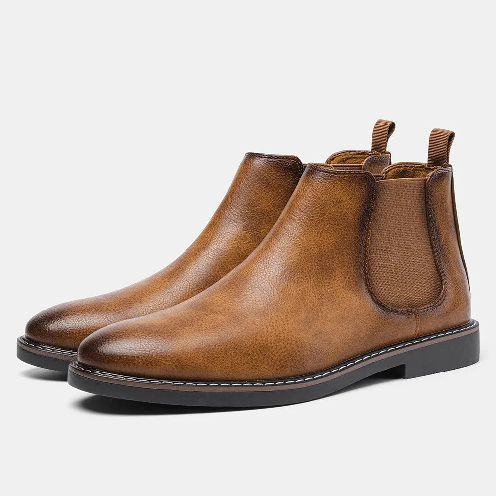 West Louis™ Designer Slip-On Leather Ankle Chelsea Boots